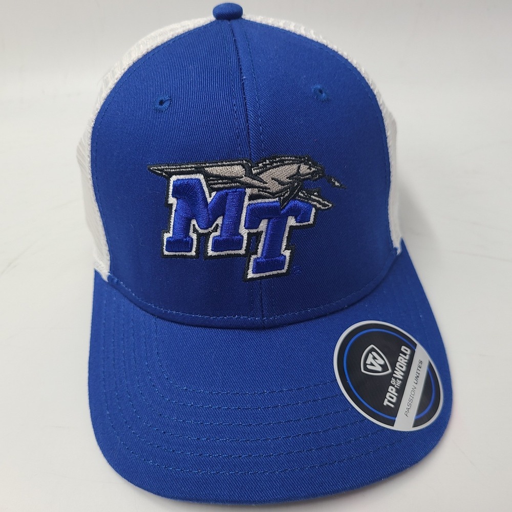 Middle Tennessee State Blue Raiders Hat‎ Snapback Trucker Mesh Blue White MTSU